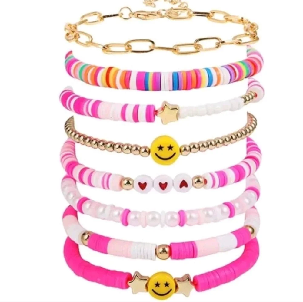 Kids Charm Bracelets-Clay beads-4 pcs